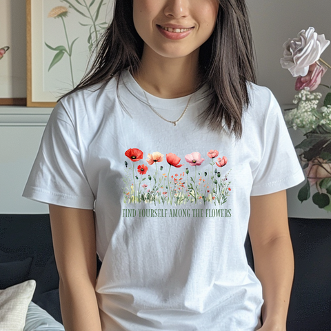 Find Yourself Among The Flowers — Lightweight 100% Cotton Unisex Tshirt