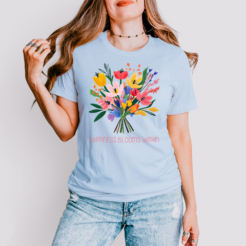 Happiness Blooms Within — Lightweight 100% Cotton Unisex Tshirt