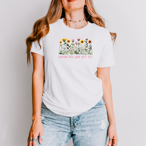 Blossom Into Your Best Self — Lightweight 100% Cotton Unisex Tshirt